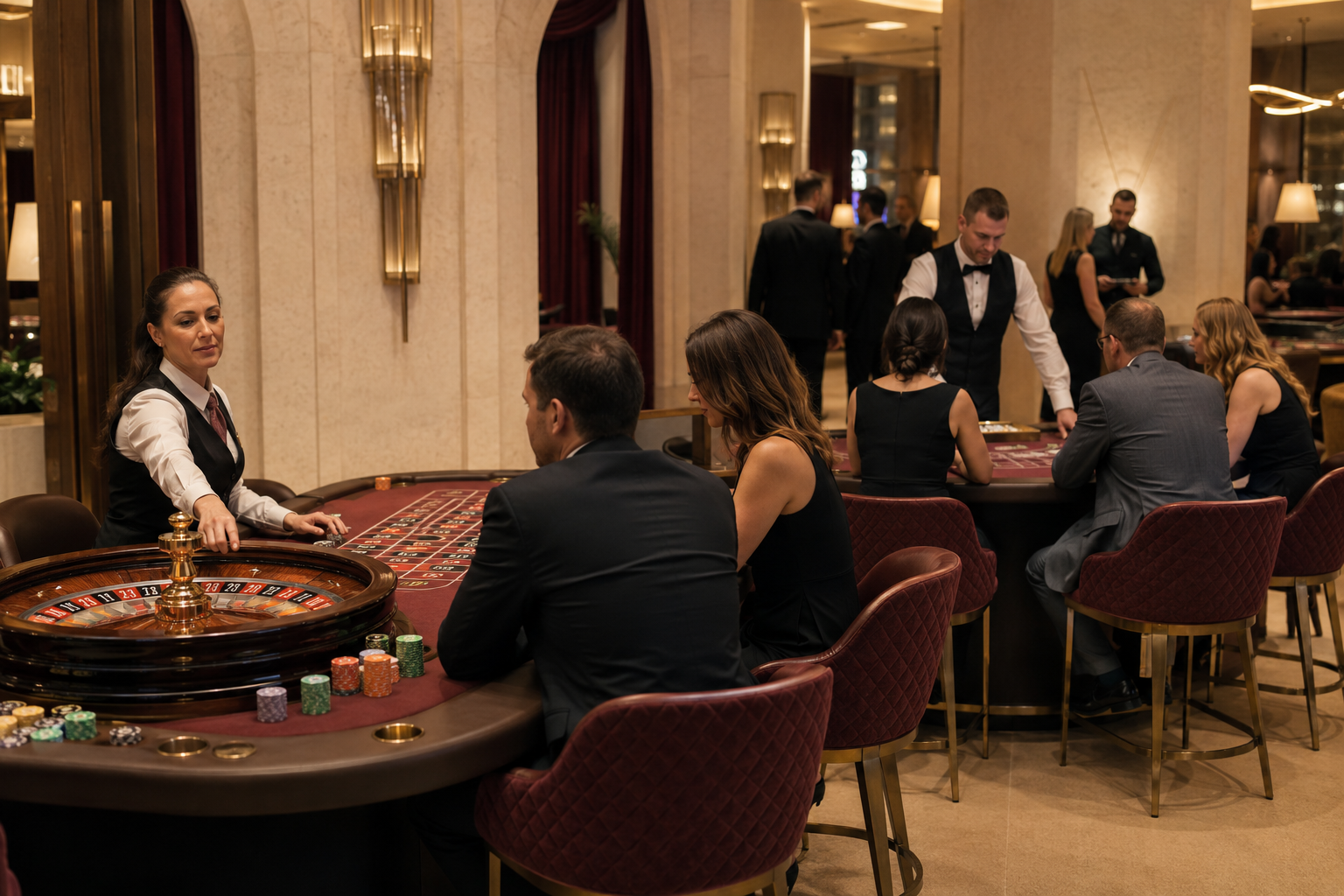 Fizyczne stoły do ruletki i blackjacka z krupierem